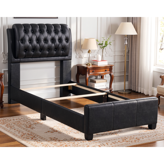 Sunvega Twin Bed with Sleek Black Finish and Modern Design for Bedroom