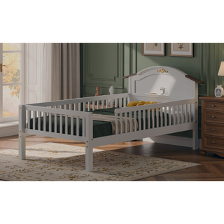 Sunvega Twin Size House Shaped Wood Platform Bed with LED and Built-in Storage