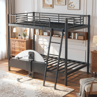 Sunvega Twin Over Full Metal Bunk Bed for Kids with Sturdy Platform Frame