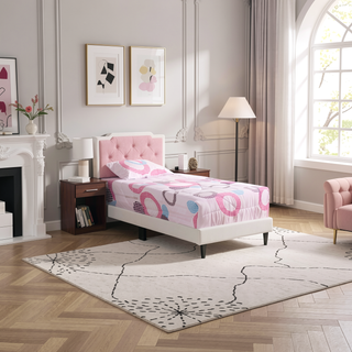 Sunvega Twin Bed Frame in Crisp White for Compact Living Areas