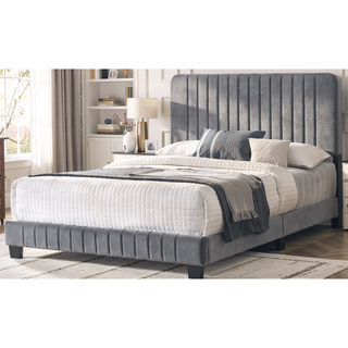 Sunvega Stylish Casual Gray Queen Bed Frame with Durable Support