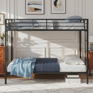 Sunvega Multi-Functional Square Tube Iron Bunk Bed with Full-Size Upper and Lower Beds