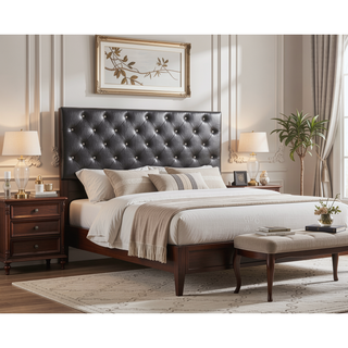 Sunvega Pink Faux Leather Tufted Panel Headboard with Adjustable Height