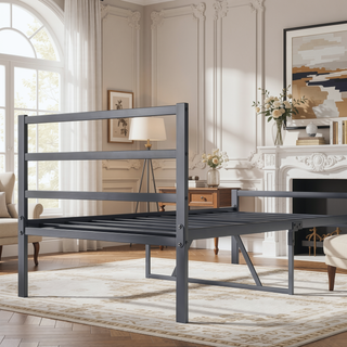 Sunvega Metal Platform Bed Frame with Headboard for Modern Bedroom No Box Spring