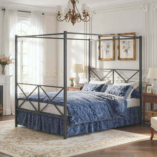 Sunvega Sturdy Full Metal Platform Bed Frame with X Shaped Support and Storage