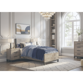 Sunvega Gray Finish 7-Drawer Dresser with Metal Bar Hardware for Bedroom
