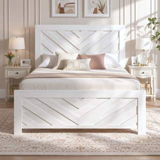 Sunvega Natural Finish Full Bed with Headboard Footboard and Rails