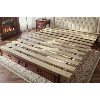 Sunvega King Bed Slats Kit in Unfinished Natural Wood Finish Sanded Smooth