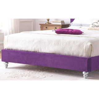 Sunvega Elegant Transitional Purple Upholstered Bed with Soft Padded Headboard