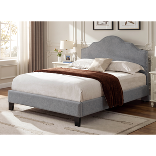 Sunvega Light Gray Transitional Upholstered California King Size Bed Frame