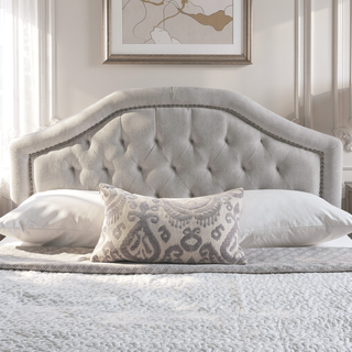 Sunvega Queen Size Upholstered Headboard with Tufted Diamond Stitch and Nailhead Trim