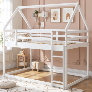 Sunvega Twin Size House Bunk Bed with Slide and Ladder for Kids Room