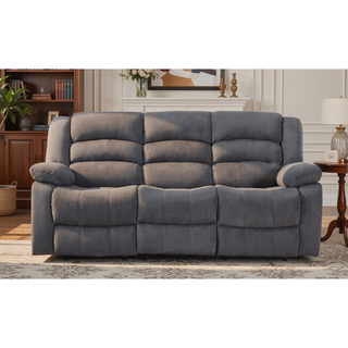 Sunvega Microfiber Fabric Upholstered Sofa with Stainless Steel Base and Lumbar Support