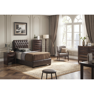 Sunvega Modern Dark Brown Twin Bed with Durable Construction for Bedroom