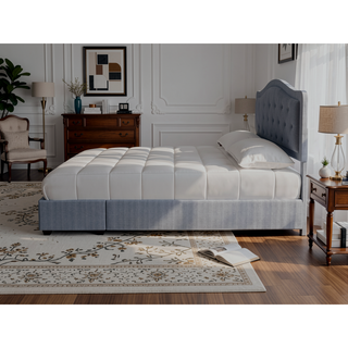 Sunvega King Upholstered Storage Bed with 2 Drawers and Polyester Fabric