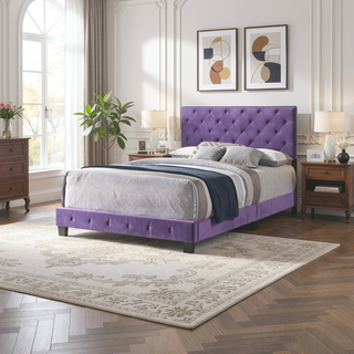 Sunvega Transitional Purple Full Bed With Durable Construction And Simple Assembly