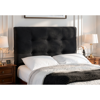 Sunvega Twin Size Upholstered Platform Bed Frame with Black Velvet Fabric