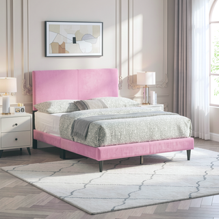 Sunvega White Faux Leather Upholstered Queen Bed with Adjustable Headboard