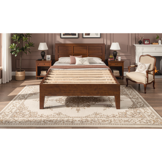 Sunvega Twin Platform Bed with 14-Slat System and Natural Pine Finish