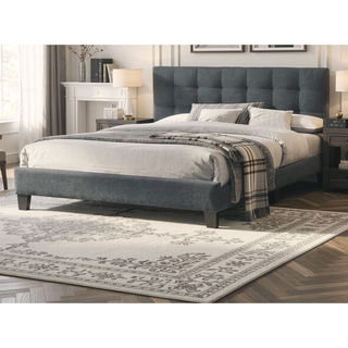Sunvega Modern Light Gray Upholstered Tufted Headboard California King Platform Bed