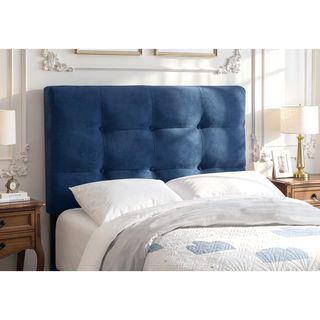 Sunvega Twin Size Upholstered Platform Bed Frame in Blue Velvet Fabric