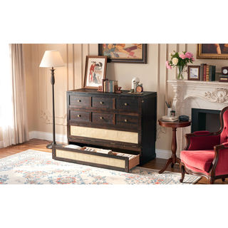 Sunvega Full Size Murphy Bed with Large Drawers in Espresso for Space Saving