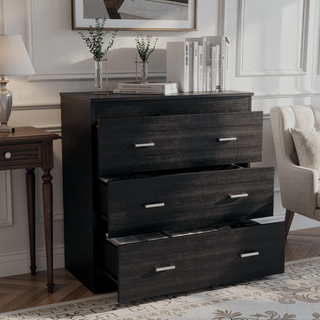 Sunvega Modern Three Drawer Dresser with Metal Handles and Superior Top