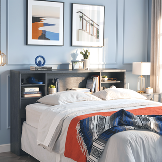 Sunvega Full Queen Bookcase Headboard with Storage and Adjustable Shelves