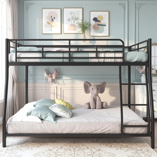 Sunvega Modern Metal Bunk Bed with Sloping Stairs Full XL Over Queen