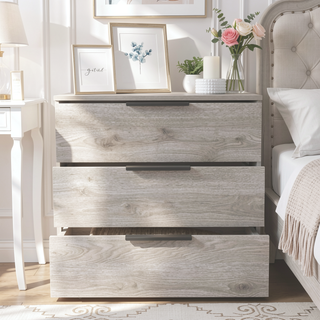 Sunvega Kaia 3 Drawer Dresser with Open Display Top and Large Storage