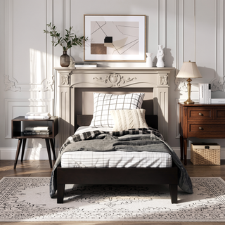 Sunvega Twin Platform Bed with 14-Slat Support System in Black