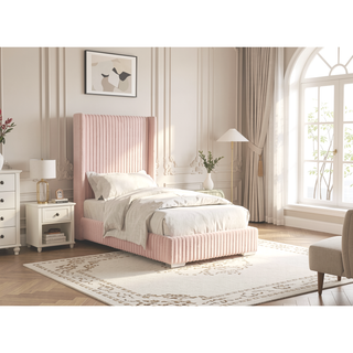 Sunvega Contemporary White Fur Chenille Fabric Mattress Ready Queen Size Bed