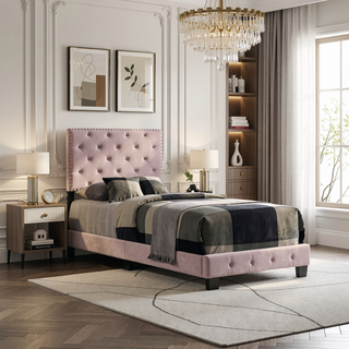 Sunvega Vibrant Pink Twin Bed For Kids With Durable Design And Easy Setup
