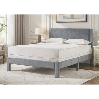 Sunvega Pink Ribbed Upholstered Headboard with Low-Profile Frame for Youth Bedroom