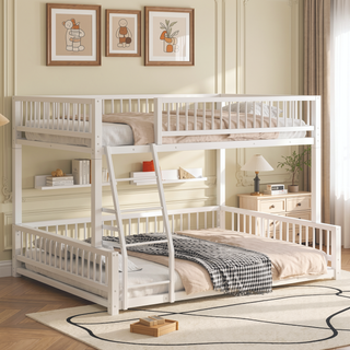 Sunvega Heavy Duty Twin XL over Queen Metal Bunk Bed Frame with Safety Guardrails