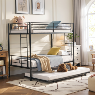 Sunvega Metal Bunk Bed with Trundle for Modern Space Saving Bedroom