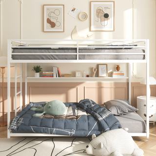 Sunvega Twin Over Twin Metal Bunk Bed with Ladder for Kids and Adults