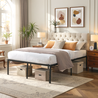 Sunvega Heavy Duty Twin Size Metal Bed Frame with Reinforced Steel Slats