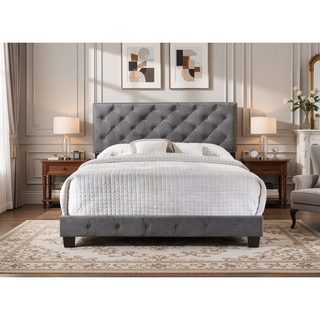 Sunvega Sophisticated Gray Queen Bed With Transitional Style For Any Room