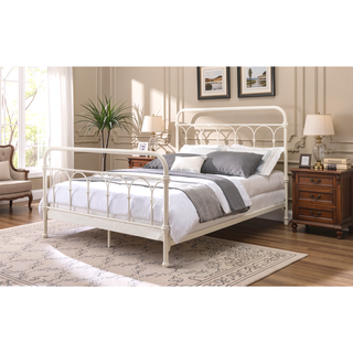Sunvega Spindle Headboard White Full Bed Frame with Metal Base and Slats