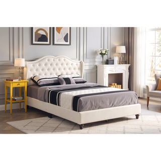 Sunvega White Upholstered Full Bed with Transitional Design for Bedroom