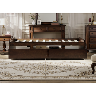 Sunvega Twin Size Bed with 2 Drawers and Wheels for Spacious Storage