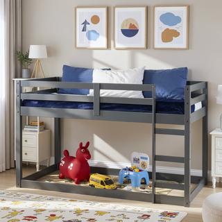 Sunvega Twin Loft Bed with Slats System and Right Facing Ladder in Espresso