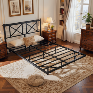 Sunvega Queen Size Floating Bed Frame with Headboard Storage USB Charging and RGB LED Lights