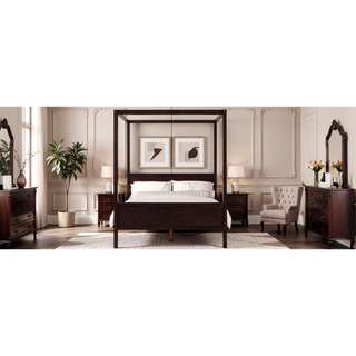 Sunvega Queen Size Canopy Platform Bed with Headboard and Footboard and Storage Space