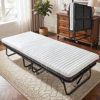 Sunvega Folding Bed with Memory Foam Mattress Included Portable Roll Away Guest Bed
