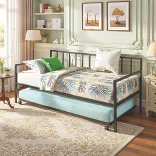 Sunvega Multifunctional Metal Daybed Frame with Trundle for Living Room Guest Room