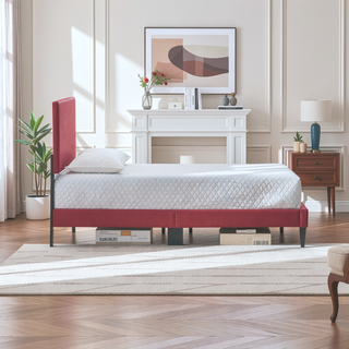 Sunvega White Faux Leather Upholstered Queen Bed with Adjustable Headboard