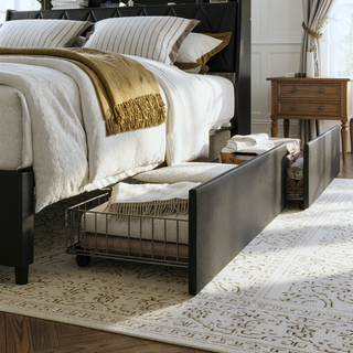 Sunvega Queen Bed Frame with Ergonomic Headboard Outlets Charger LED Light Storage