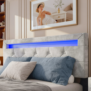 Sunvega Full Size Upholstered Platform Bed Frame with Headboard and USB Charging